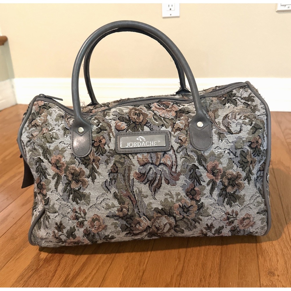 VTG Jordache Floral Tapestry Travel Bag Duffel Tote Luggage Overnight Carry On